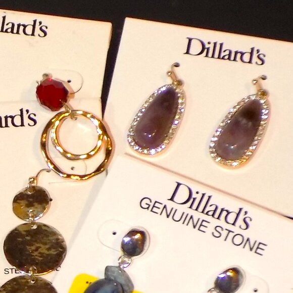 Lot of 7 New Pairs Dillard's Earrings Bundle.  Sterling Earwires, Genuine Stone - Picture 6 of 11
